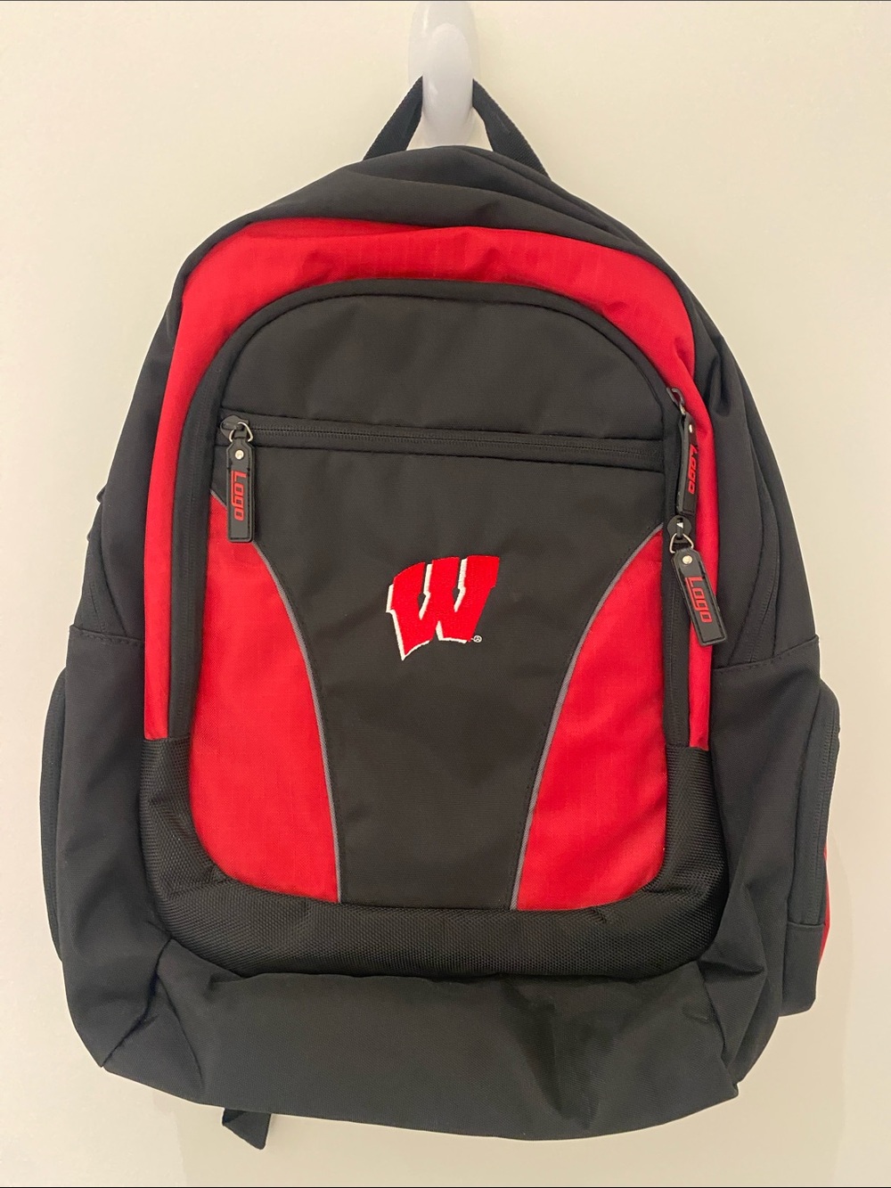 Like New Logo University Of Wisconsin Black and Red Backpack